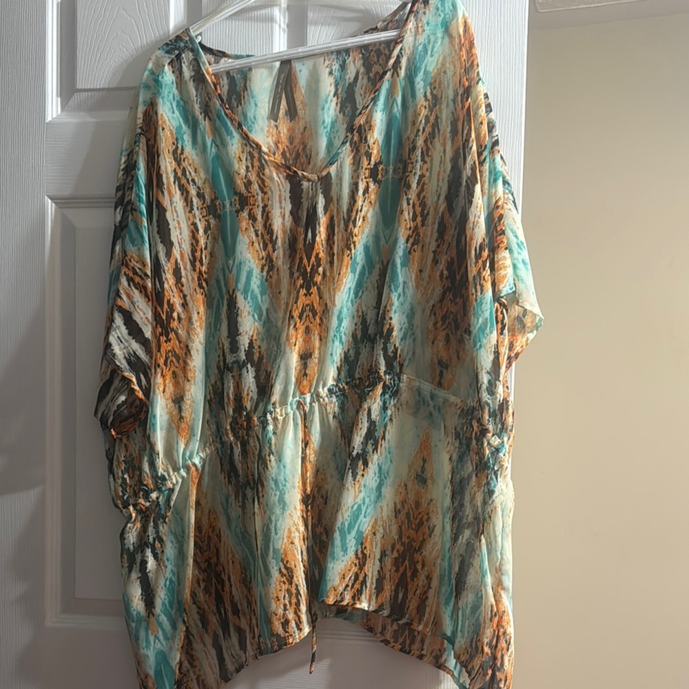 Colorful Patterned Poncho Top